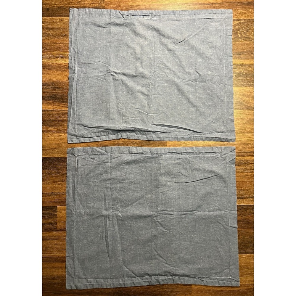 2pc Tommy Hilfiger STANDARD Pillow Sham Blue Chambray Denim 100% Cotton